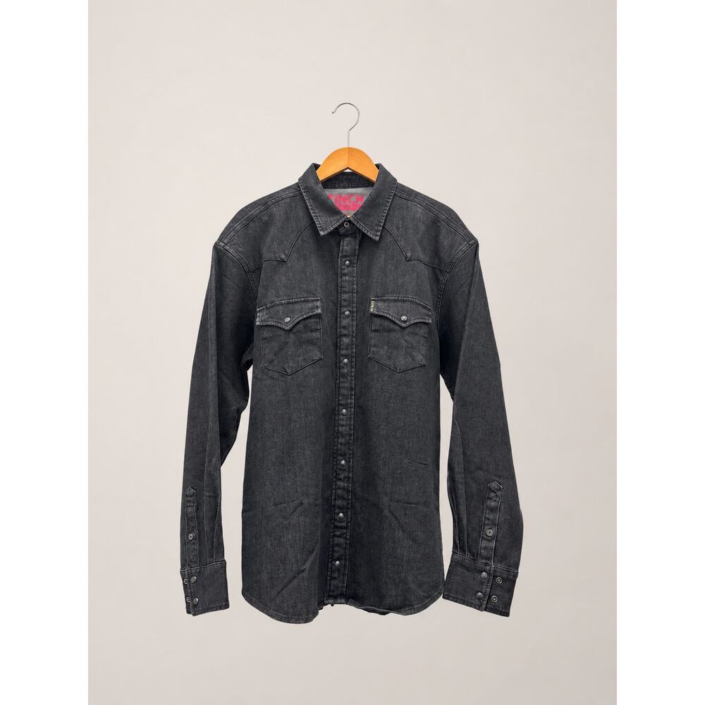 CINCH Modern Fit Black Denim Western Snap Shirt Large NWOT